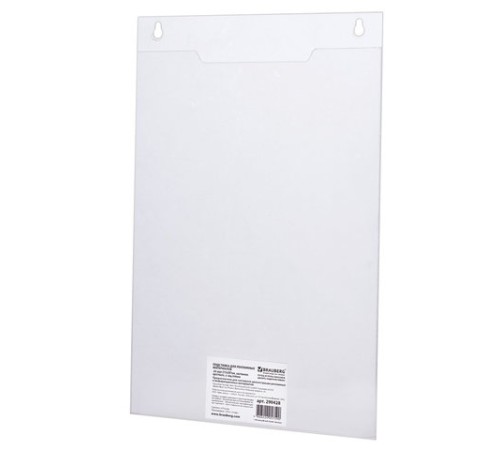 Подставка настенная для рекламных материалов ВЕРТИКАЛЬНАЯ (210х297 мм), А4, оргстекло, BRAUBERG, 290428