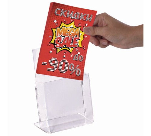 Подставка настольная для рекламных материалов (160x115х32 мм), для узких буклетов, STAFF, 291171