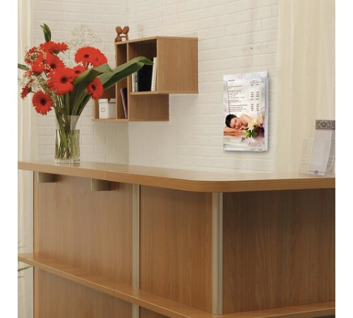 Подставка настенная для рекламных материалов ВЕРТИКАЛЬНАЯ (280х215х32 мм), А4, STAFF, 291173