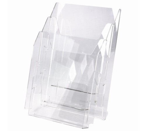 Подставка настольная для рекламных материалов (250х215х32 мм) А4, 3 отделения, смещение, STAFF, 291174