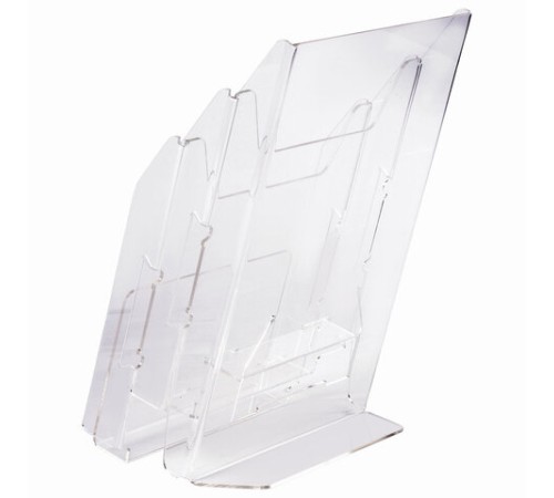 Подставка настольная для рекламных материалов (250х215х32 мм) А4, 3 отделения, смещение, STAFF, 291174