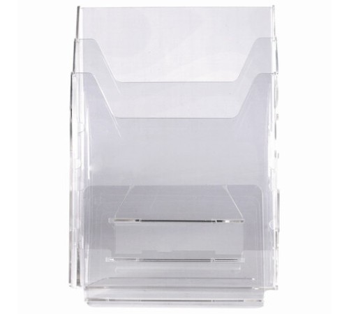 Подставка настольная для рекламных материалов (250х215х32 мм) А4, 3 отделения, смещение, STAFF, 291174