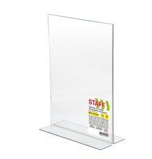 Подставка настольная для рекламных материалов МАЛОГО ФОРМАТА (150х210 мм), А5, двусторонняя, вертикальная, STAFF, 291398