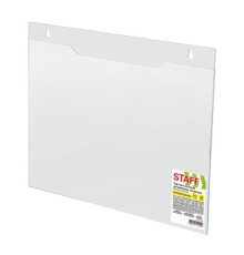 Подставка настенная для рекламных материалов ГОРИЗОНТАЛЬНАЯ (297х210 мм), А4, ПЭТ, STAFF, 291399