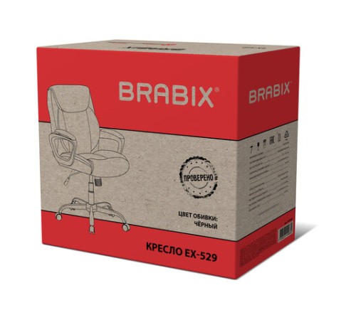 Кресло BRABIX "Forex EX-529", экокожа, разборное пятилучие, черное, 532980 Кресло BRABIX "Forex EX-529", экокожа, разборное пятилучие, черное, 532980