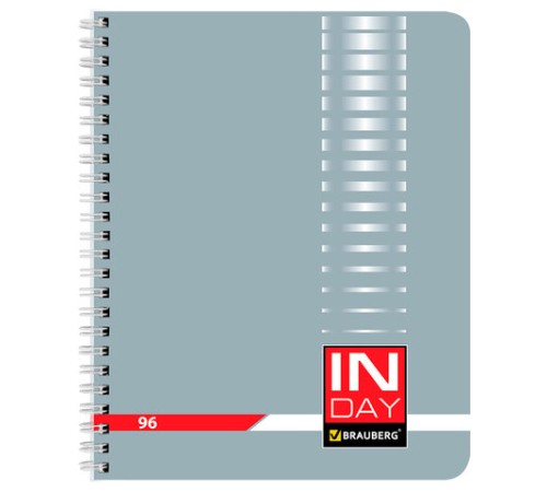 Тетрадь А5, 96 л., BRAUBERG, гребень, клетка, обложка картон, 