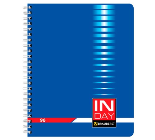 Тетрадь А5, 96 л., BRAUBERG, гребень, клетка, обложка картон, 
