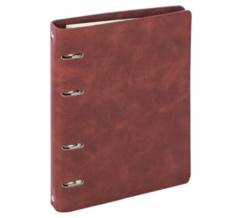 Тетрадь на кольцах А5 (180х220 мм), 120 листов, под кожу, клетка, BRAUBERG 