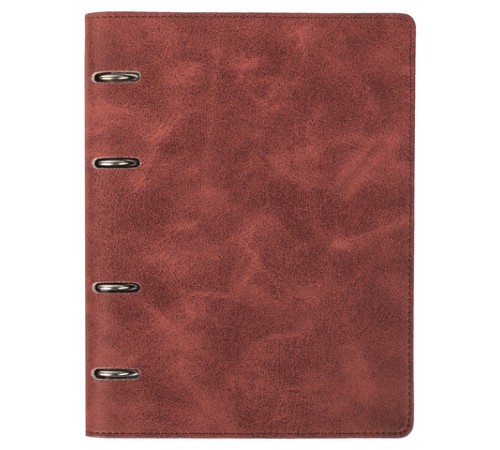 Тетрадь на кольцах А5 (180х220 мм), 120 листов, под кожу, клетка, BRAUBERG 