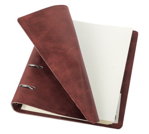 Тетрадь на кольцах А5 (180х220 мм), 120 листов, под кожу, клетка, BRAUBERG 