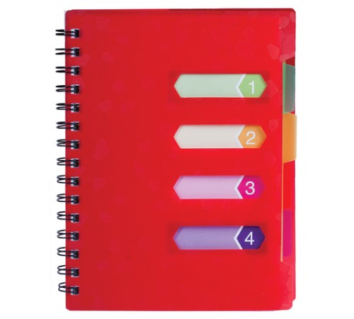 Тетрадь-блокнот 120 л., A5, 170x215 мм, BRAUBERG, линия, гребень, обложка пластиковая, 4 разделителя, 