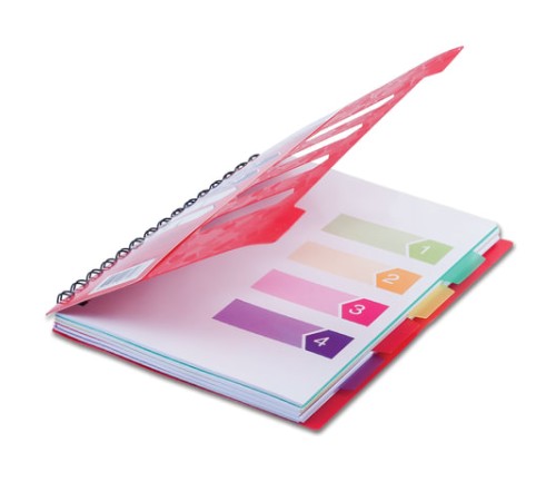 Тетрадь-блокнот 120 л., A5, 170x215 мм, BRAUBERG, линия, гребень, обложка пластиковая, 4 разделителя, 