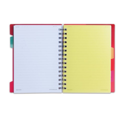 Тетрадь-блокнот 120 л., A5, 170x215 мм, BRAUBERG, линия, гребень, обложка пластиковая, 4 разделителя, 