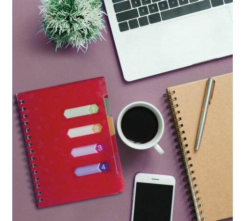 Тетрадь-блокнот 120 л., A5, 170x215 мм, BRAUBERG, линия, гребень, обложка пластиковая, 4 разделителя, 