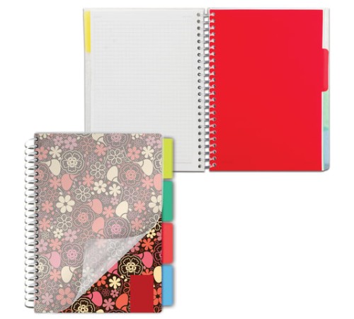 Тетрадь-блокнот 150 л., A5, 170x215 мм BRAUBERG, клетка, гребень, обложка пластиковая, 4 разделителя, 