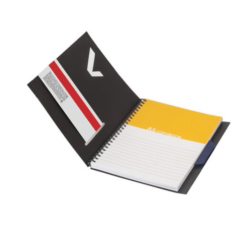 Тетрадь-блокнот 80 л., А5, 160х207 мм, BRAUBERG, клетка, гребень, обложка пластиковая, 1 разделитель, 