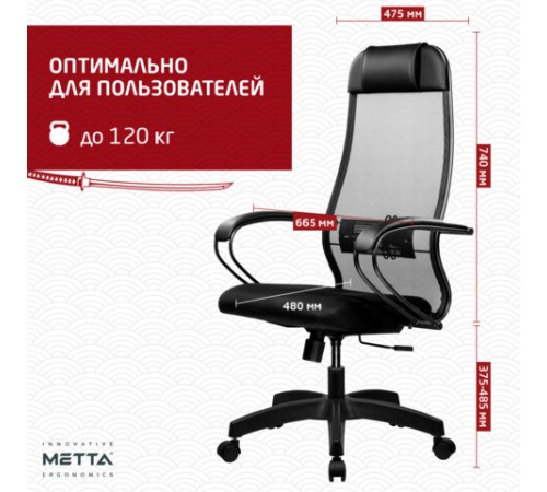Кресло офисное МЕТТА "К-11", пластик, ткань-сетка, сиденье мягкое, черное Кресло офисное МЕТТА "К-11", пластик, ткань-сетка, сиденье мягкое, черное