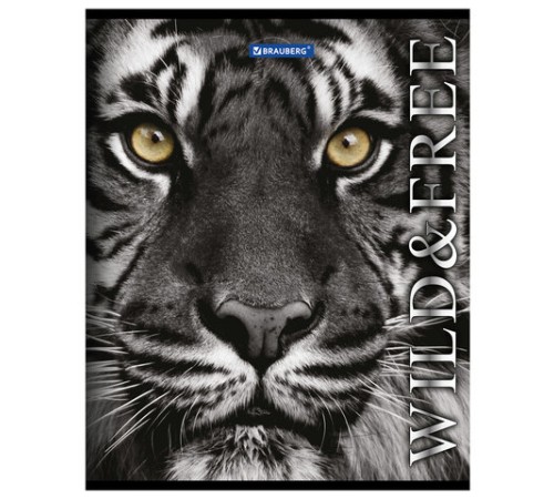 Тетрадь А5, 48 л., BRAUBERG скоба, клетка, обложка картон, ДИКИЕ И СВОБОДНЫЕ, 401810