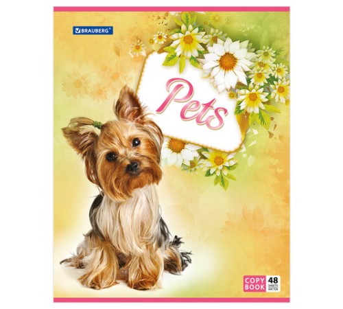 Тетрадь А5, 48 л., BRAUBERG, скоба, клетка, обложка картон, ЛЮБИМЧИКИ, 401816