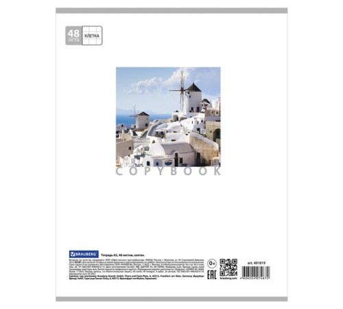 Тетрадь А5, 48 л., BRAUBERG скоба, клетка, обложка картон, КАНИКУЛЫ, 401819