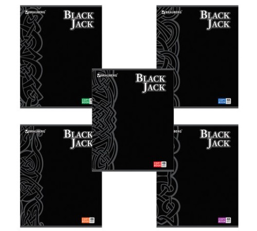 Тетрадь А5, 48 л., BRAUBERG скоба, клетка, выборочный лак, БЛЭК ДЖЭК, 401824