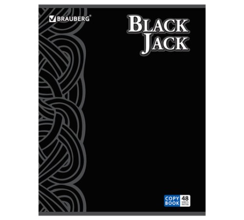 Тетрадь А5, 48 л., BRAUBERG скоба, клетка, выборочный лак, БЛЭК ДЖЭК, 401824