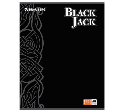 Тетрадь А5, 48 л., BRAUBERG скоба, клетка, выборочный лак, БЛЭК ДЖЭК, 401824