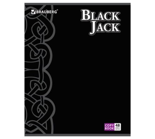 Тетрадь А5, 48 л., BRAUBERG скоба, клетка, выборочный лак, БЛЭК ДЖЭК, 401824