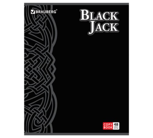 Тетрадь А5, 48 л., BRAUBERG скоба, клетка, выборочный лак, БЛЭК ДЖЭК, 401824