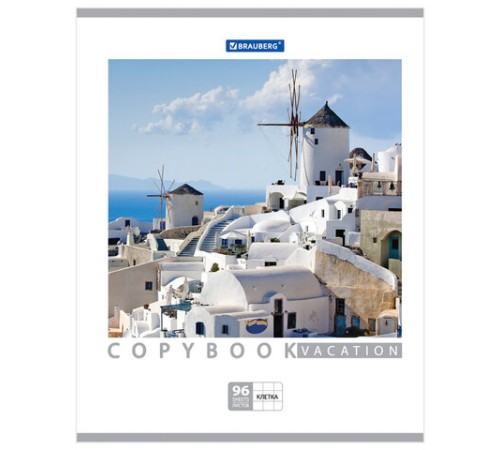 Тетрадь А5, 96 л., BRAUBERG, скоба, клетка, обложка картон, КАНИКУЛЫ, 401847