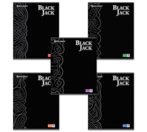 Тетрадь А5, 96 л., BRAUBERG, скоба, клетка, выборочный лак, БЛЭК ДЖЭК, 401848