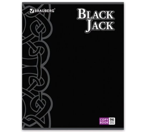Тетрадь А5, 96 л., BRAUBERG, скоба, клетка, выборочный лак, БЛЭК ДЖЭК, 401848