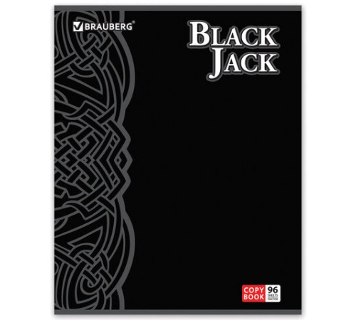 Тетрадь А5, 96 л., BRAUBERG, скоба, клетка, выборочный лак, БЛЭК ДЖЭК, 401848