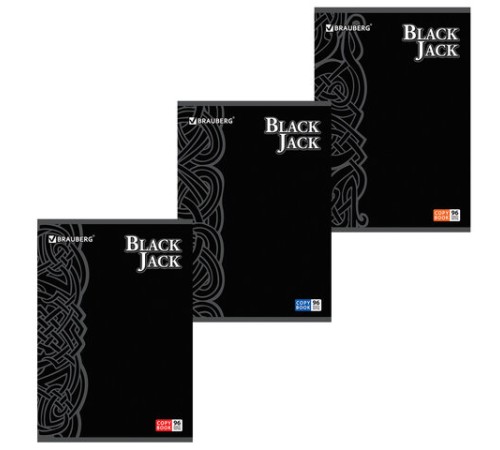 Тетрадь А4, 96 л., BRAUBERG скоба, клетка, выборочный лак, БЛЭК ДЖЭК, 401853