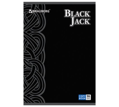 Тетрадь А4, 96 л., BRAUBERG скоба, клетка, выборочный лак, БЛЭК ДЖЭК, 401853