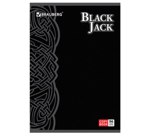 Тетрадь А4, 96 л., BRAUBERG скоба, клетка, выборочный лак, БЛЭК ДЖЭК, 401853