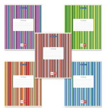 Тетрадь 24 л. BRAUBERG, клетка, обложка картон, ПОЛОСКИ, 401863