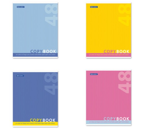 Тетрадь А5, 48 л., BRAUBERG, скоба, клетка, обложка картон, ОДИН ЦВЕТ, 401867