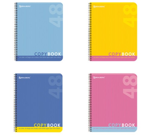 Тетрадь А5, 48 л., BRAUBERG, гребень, клетка, обложка картон, ОДНОТОННАЯ, 401871