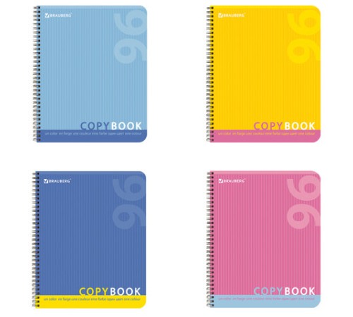Тетрадь А5, 96 л., BRAUBERG, гребень, клетка, обложка картон, ОДИН ЦВЕТ, 401878