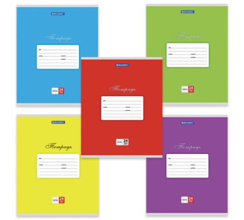 Тетрадь 24 л. BRAUBERG КЛАССИКА, клетка, обложка картон, АССОРТИ (5 видов), 401993