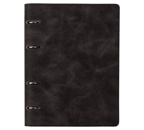 Тетрадь на кольцах А5 (180х220 мм), 120 листов, под кожу, клетка, BRAUBERG 