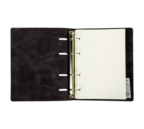 Тетрадь на кольцах А5 (180х220 мм), 120 листов, под кожу, клетка, BRAUBERG 