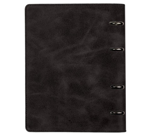 Тетрадь на кольцах А5 (180х220 мм), 120 листов, под кожу, клетка, BRAUBERG 