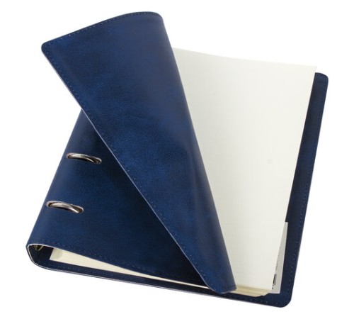 Тетрадь на кольцах А5 (180х220 мм), 120 листов, под кожу, клетка, BRAUBERG 