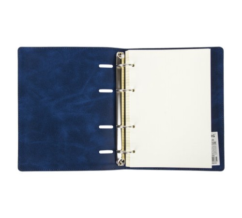 Тетрадь на кольцах А5 (180х220 мм), 120 листов, под кожу, клетка, BRAUBERG 