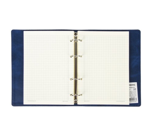 Тетрадь на кольцах А5 (180х220 мм), 120 листов, под кожу, клетка, BRAUBERG 