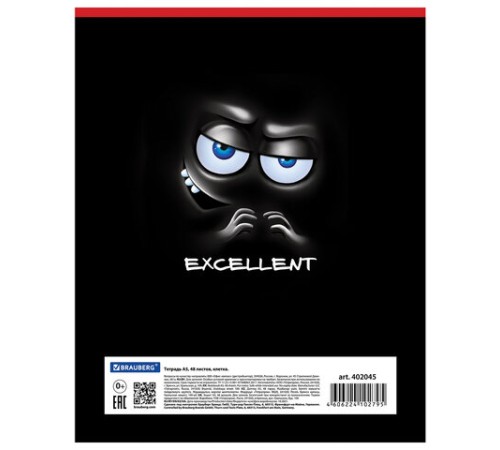 Тетрадь А5, 48 л., BRAUBERG, скоба, клетка, обложка картон, МОРДАШКА, 402045