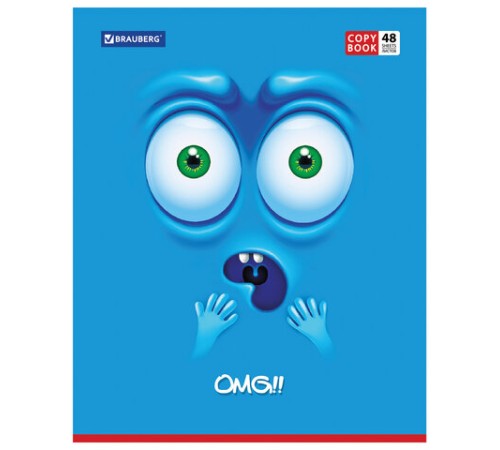 Тетрадь А5, 48 л., BRAUBERG, скоба, клетка, обложка картон, МОРДАШКА, 402045