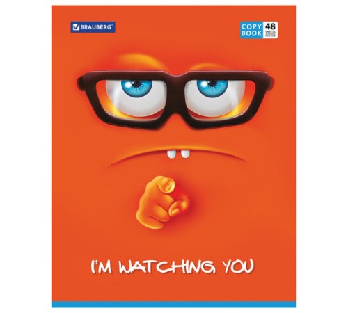 Тетрадь А5, 48 л., BRAUBERG, скоба, клетка, обложка картон, МОРДАШКА, 402045